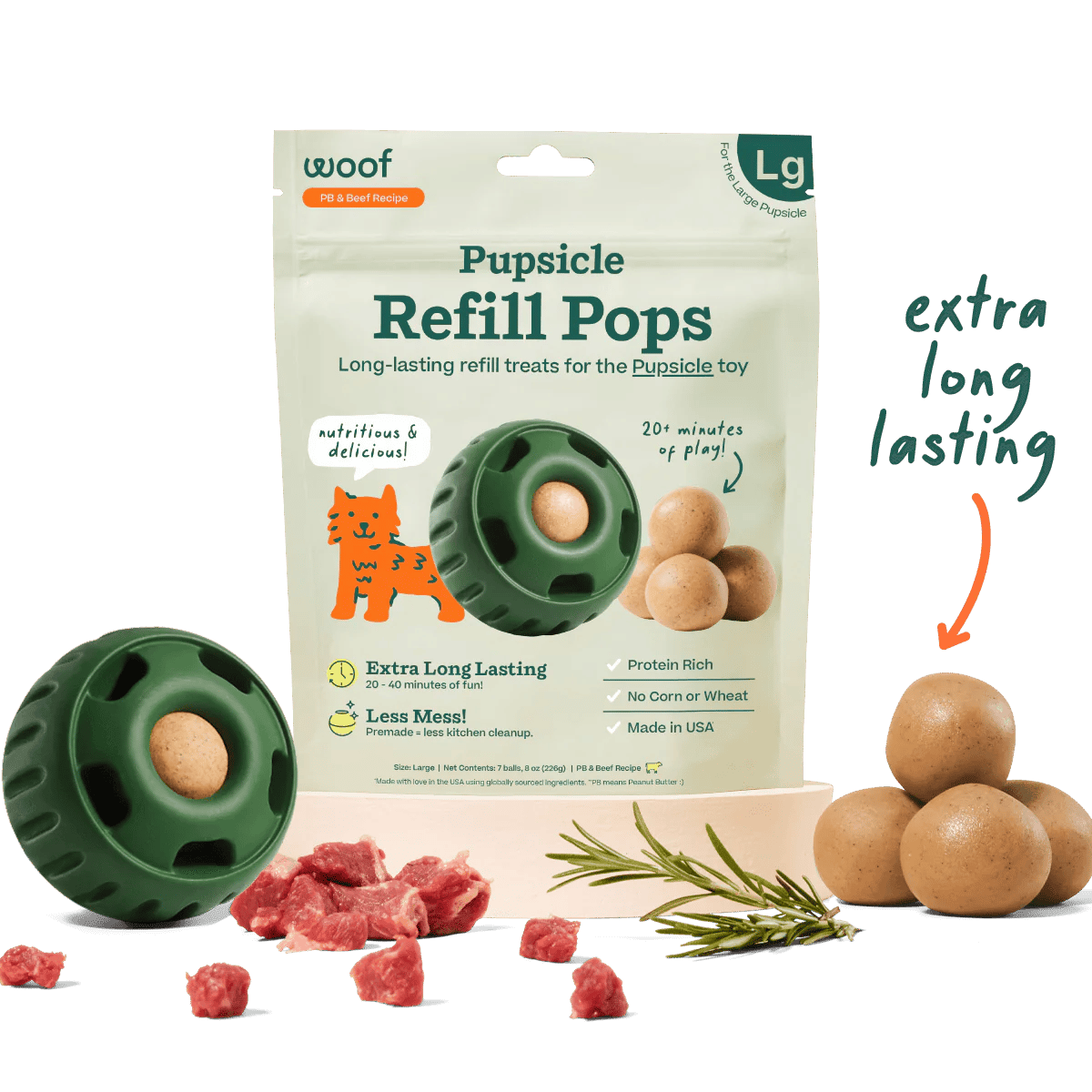 WOOF Dog - Pupsicle Beef & Peanut Butter Refill Pops Treats